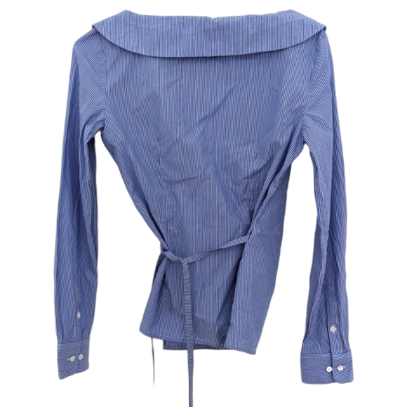 BOBATON Blue Stripe Wrap Top XS - Picture 5 of 8